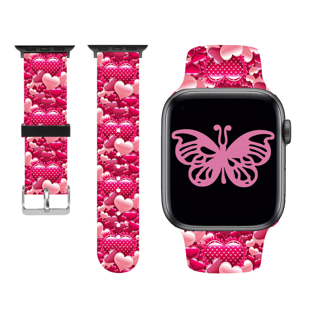 [Australia - AusPower] - Valentines Gifts Wristband Straps for Apple Watch Bands 38mm/40mm Soft Silicone Sports IWatch Band Strap for Apple Smart Watch Series 6 5 4 3 2 1 SE.Valentines Gift-red And Pink Hearts 