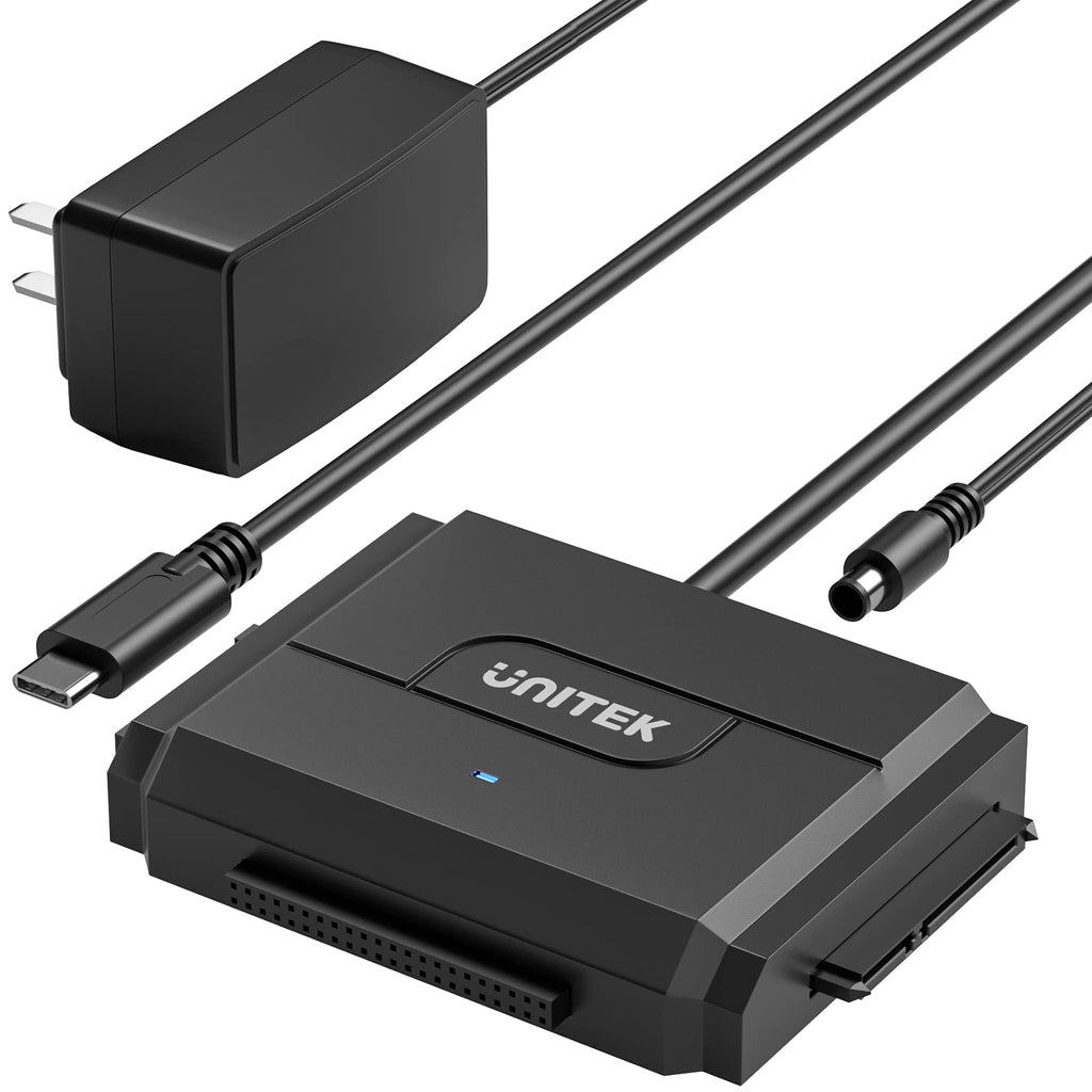 [Australia - AusPower] - IDE/SATA to USB C 3.0 Adapter, Unitek Universal IDE Hard Drive Little Triangle pro Converter for 2.5"/3.5" Inch IDE and SATA External HDD/SSD, Support 10TB Type C 