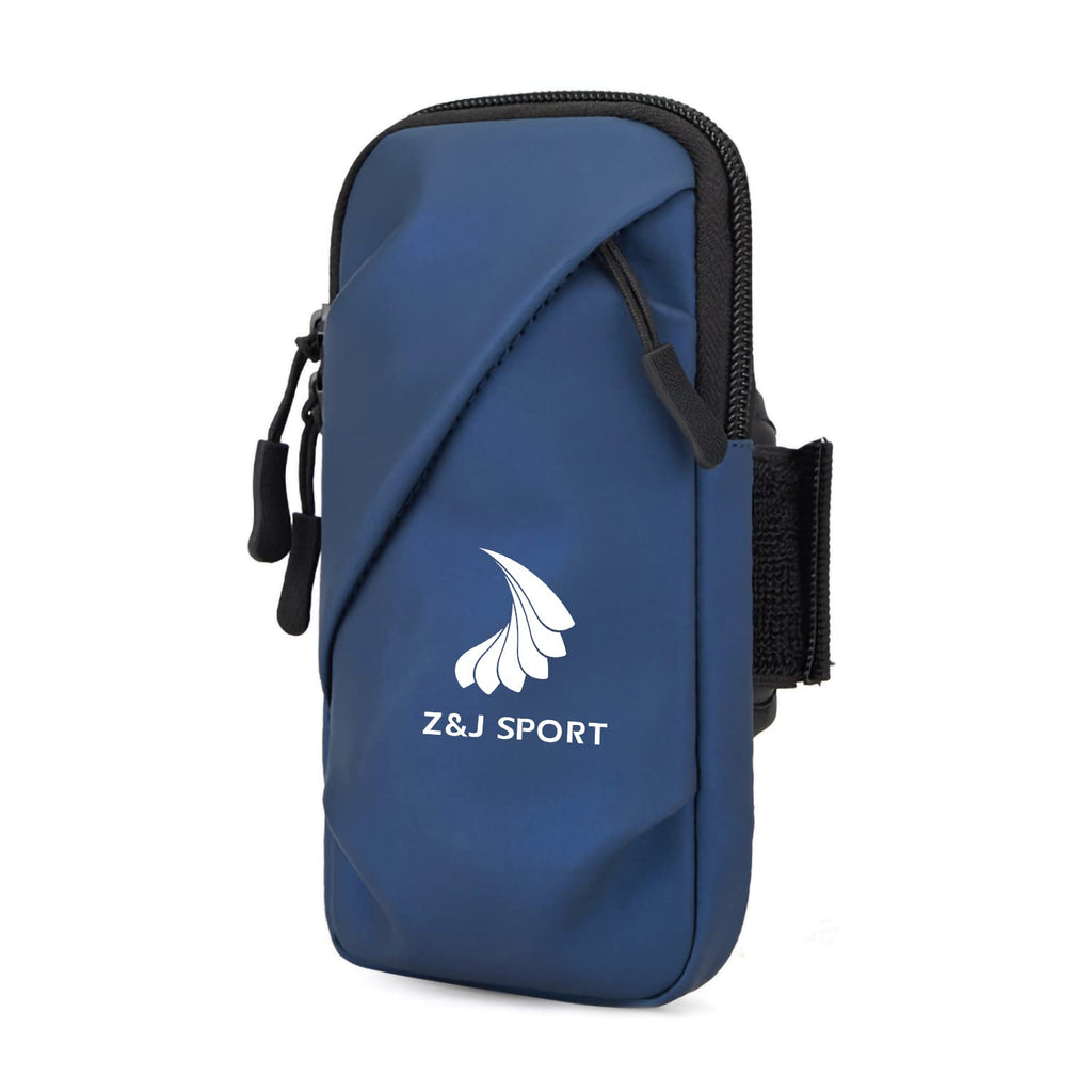 [Australia - AusPower] - Z&J SPORT Arm Bag, Unisex Armbands for Exercise Workout Running Gym, Double Pockets Armbands Phone Holder Pouch Case with Earphone Hole for iPhone Running, Paddling, Riding, Hiking (Blue) BLUE 