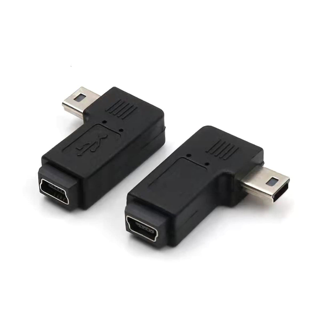 [Australia - AusPower] - LevU Mini USB to Micro USB Adapter, Micro USB to Mini USB Adapter, 90 Degree Left and Right Angle Mini USB Male to Micro USB Female Connector Adapter 2 Pack 