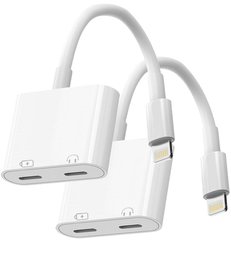 [Australia - AusPower] - Apple MFi Certified 2 Pack Dual Lightning iPhone Headphones Adapter & iPhone Splitter iPhone dongle Adapter 2 in 1 Music+Charge Control Compatible with iPhone 7 8 11 Pro 12 Pro X XR XS XS Max 