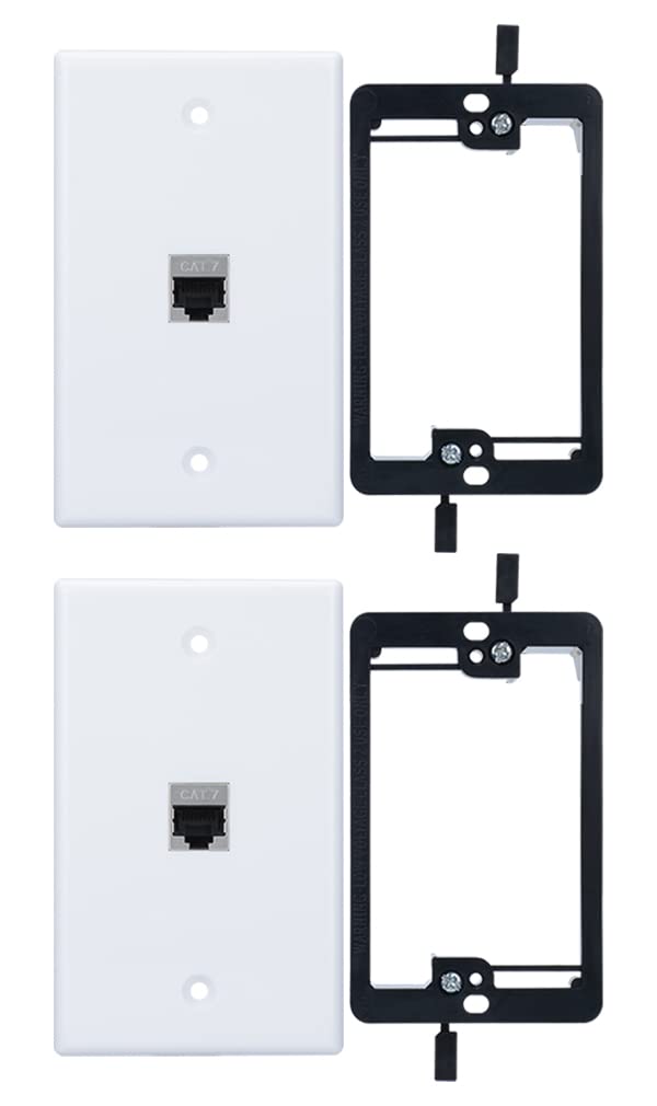 [Australia - AusPower] - YOEMELY RJ45 Wall Plate 1 Port, (White,2 Pack), Cat7 Female to Female Metal Shielded Keystone Coupler, with Single Gang Low Voltage Mounting Bracket for Cat5, Cat5e, Cat6, Cat6a, Cat7 Network Cables White, 1-Port, 2 pack 