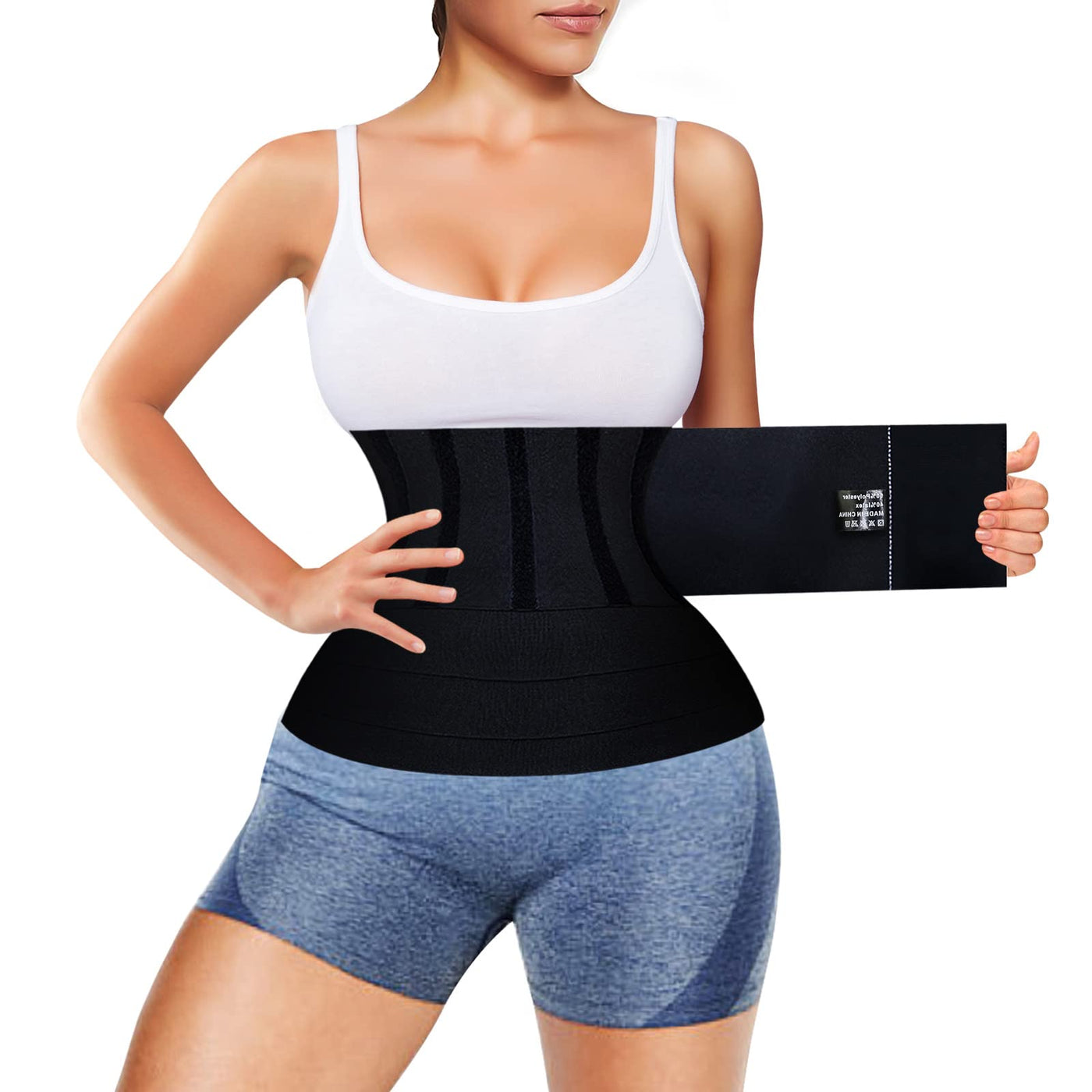 Waist Trainer For Women Under Clothes Waist Bandage Wrap With Loop Tummy  Wraps For Stomach Free Size
