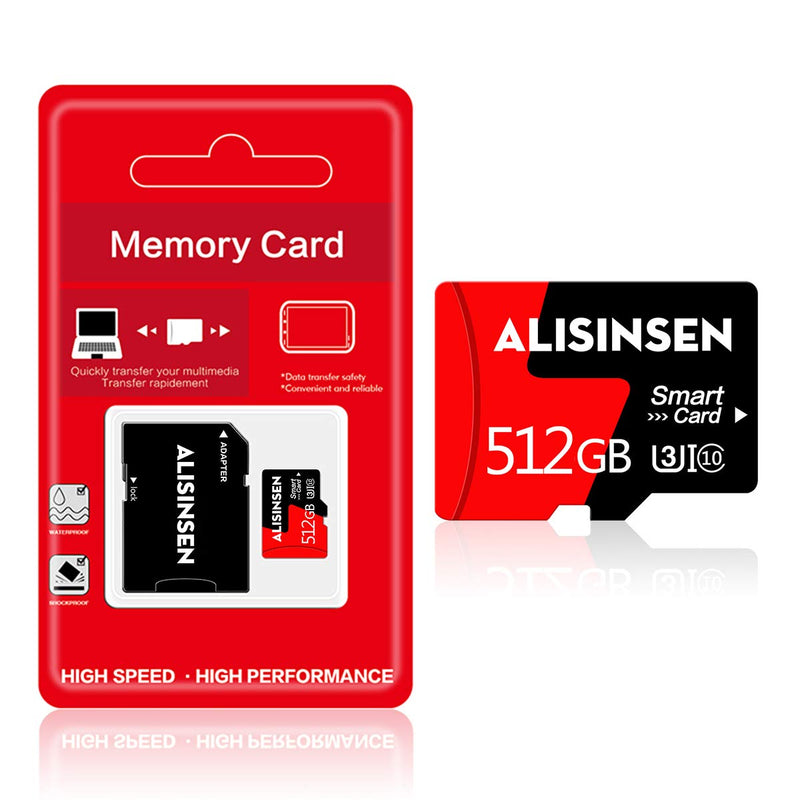 [Australia - AusPower] - Micro SD Card 512GB Memory Card for Dash Cams&Action Camera,Surveillance&Security Cams 512GB TF Card with A Free Card Adapter 