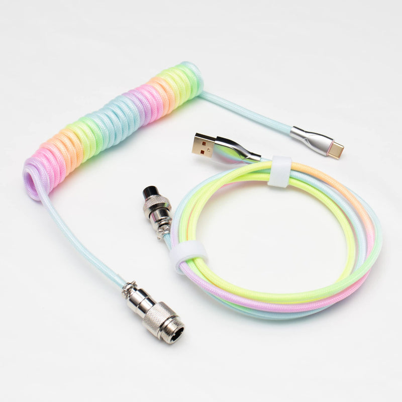 [Australia - AusPower] - Custom Coiled Keyboard Cable USB Type-C for Mechanical Gaming Keyboard 1.8m Colorful 