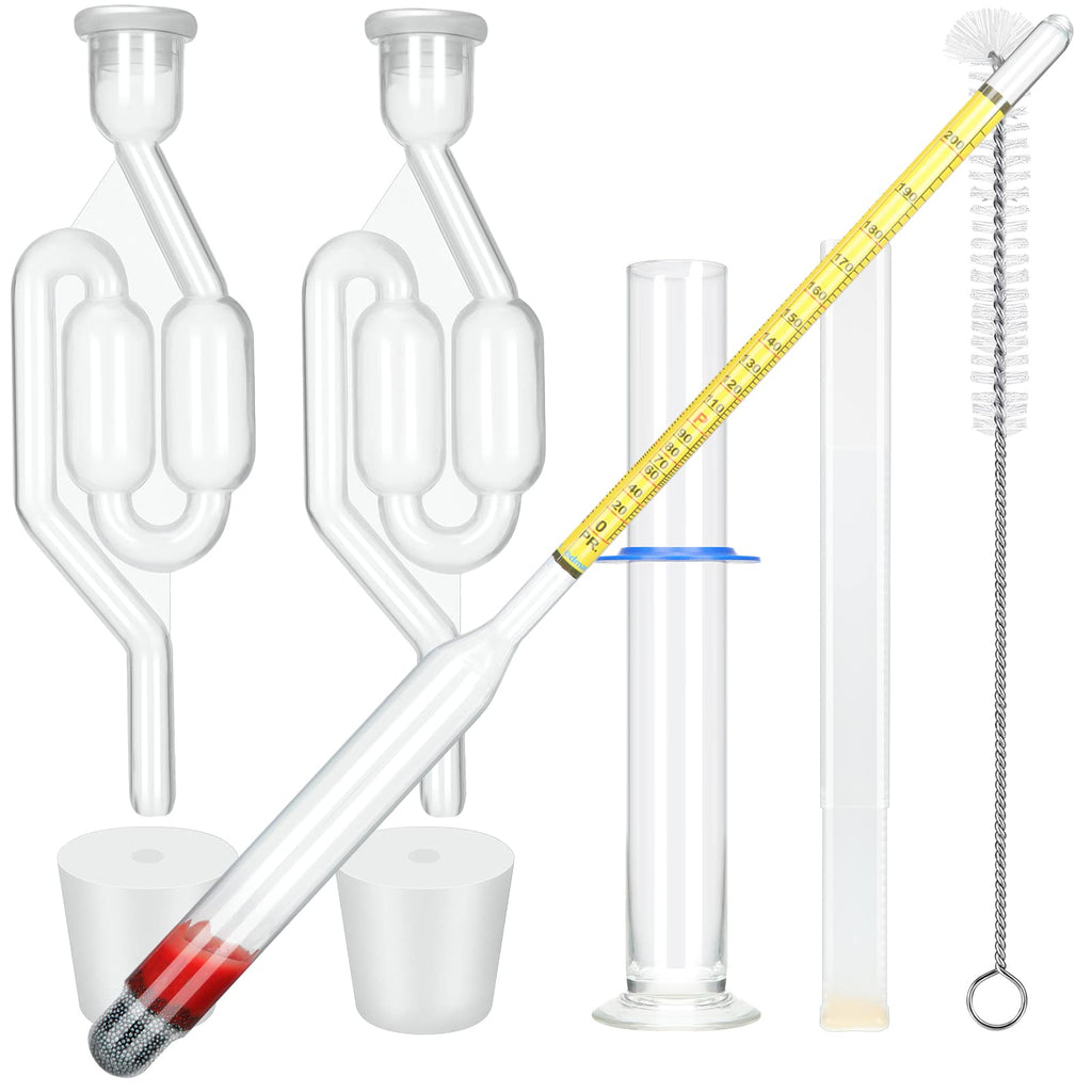 [Australia - AusPower] - Hydrometer Alcohol Meter Test Kit Hydrometer Alcohol 0-200 Proof Digital Hydrometer Alcohol with 1 Glass Cylinder, 1 Brush and 2 Airlock for Proofing Distilled, Alcohol Content Tester 