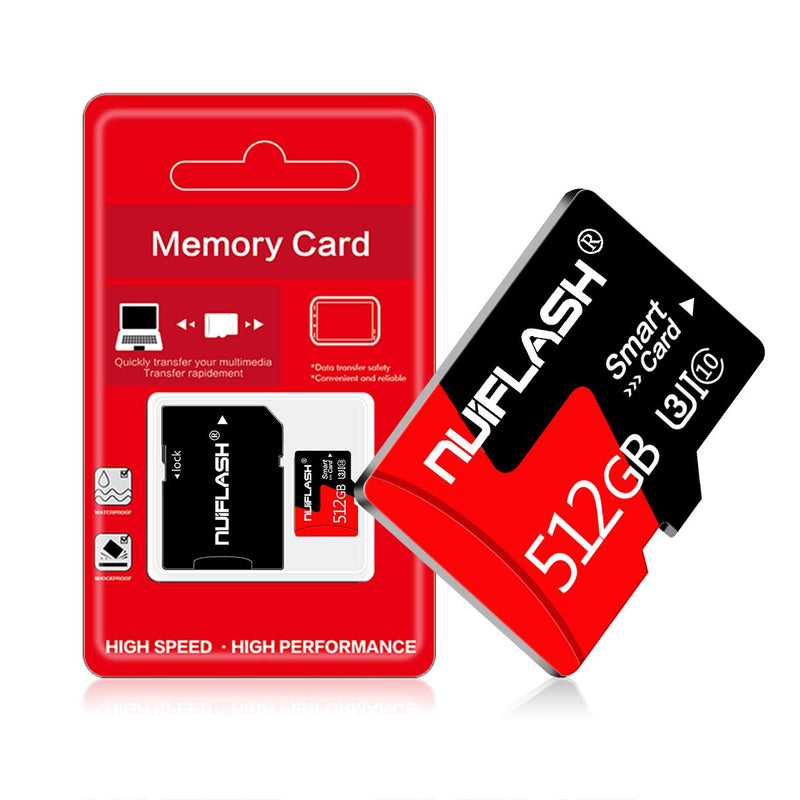 [Australia - AusPower] - Micro SD Card 512GB with a SD Card Adapter Class 10 TF Card 512GB Memory Card High Speed SD Memory Card for Cellphone Surveillance Camera Tachograph Tablet Computers Drone Phone(512GB) 