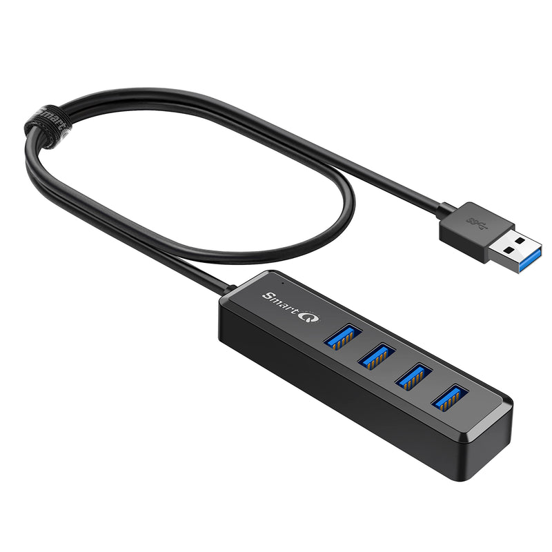 [Australia - AusPower] - SmartQ H302S USB 3.0 Hub for Laptop with 2ft Long Cable, Multi USB Port Expander , Fast Data Transfer USB Splitter for Laptop, Compatible with Windows PC, Mac, Printer, Mobile HDD Slim USB 3.0 - 2 ft 