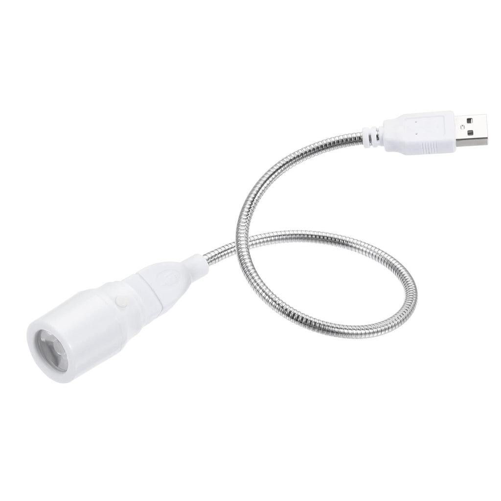 [Australia - AusPower] - MECCANIXITY USB LED Light Spotlight White Light with Flexible Bendable USB Extension Cord 35cm White 