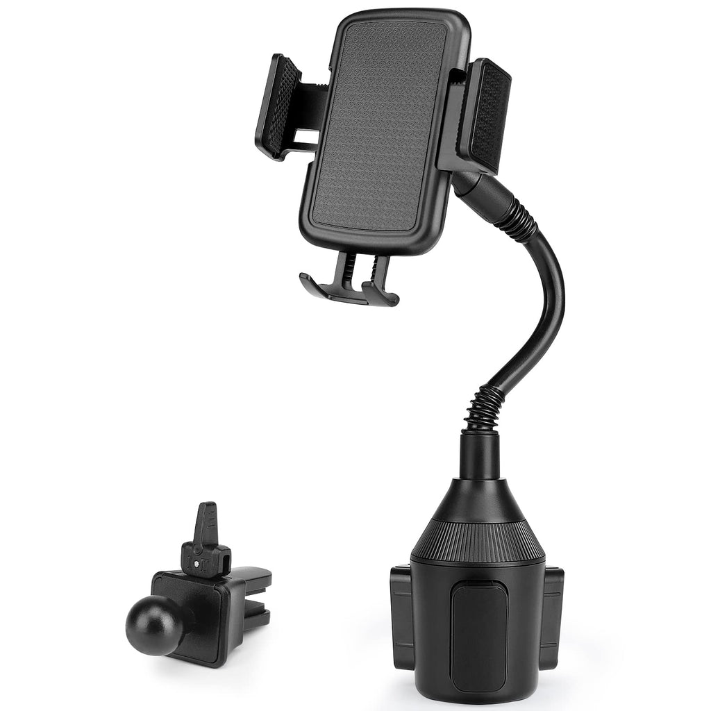 [Australia - AusPower] - Accmor 2 in 1 Car Cup Holder & Air Vent Phone Mount,Cup Holder Phone Holder for Car, 360° Universal Rotatable Phone Holder Cradle with A Long Flexible Neck for Car Compatible with iPhone, Samsung, LG 