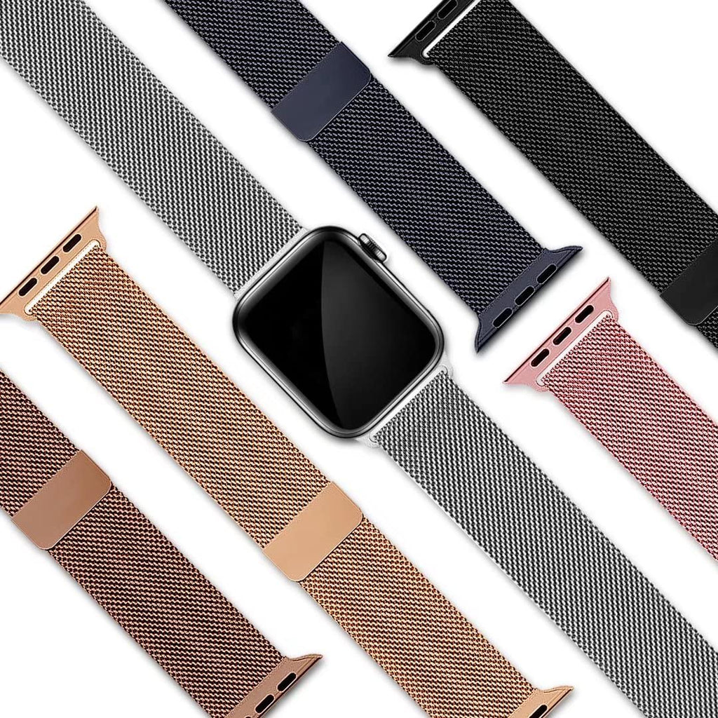 [Australia - AusPower] - BOBOZON Compatible With Apple Watch 41mm/40mm/38mm Mesh Stainless Steel Bracelet Strap with Magnetic Closure Compatible With Series SE/7/6/5/4/3/2/1 Black 45mm/44mm/42mm 