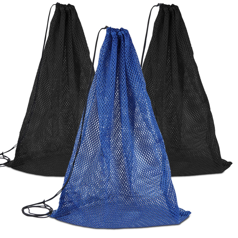 [Australia - AusPower] - 3 Pack Mesh Gear Bag For Snorkel Scuba Swim Dive Gear - ROKOXIN Oversized Drawstring Net Bag for Sports Equipment, Gym,Beach, Toys, Balls, Laundry, 27" X 19" 