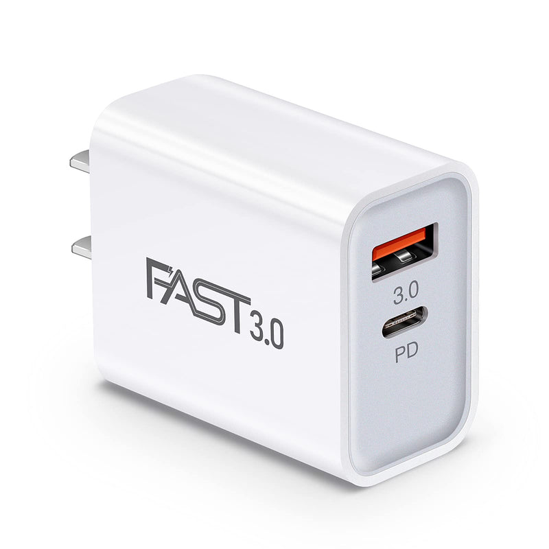 [Australia - AusPower] - USB C Fast Charging Block Ancekoy 20W 2-Port Fast Charger with 18W USB C Power Adapter Compatible for iPhone 13/12/11 /Pro Max, XS/XR/X, 8/7/6, Pad Pro, Samsung Galaxy, Pixel (Pack-1) White 