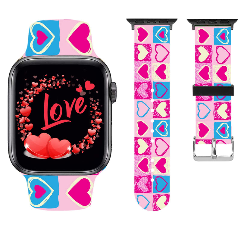 [Australia - AusPower] - Camouflage Camo Decorations Wristband Straps for Apple Watch Bands Soft Silicone Sports IWatch Band Strap for Apple Smart Watch Series 7 6 5 4 3 2 1 SE. Cartoon Valentines Gifts Heart 42mm/44mm/45mm 