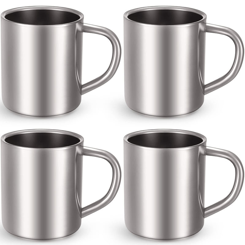 [Australia - AusPower] - Set of 4 Stainless Steel Coffee Mug with Handle Metal Double Walled Cups 7.5oz/ 220ml Camping Mug Dishwasher Safe Tea Cups for Home Camping Travel Outdoors RV Keep Drinks Hot 