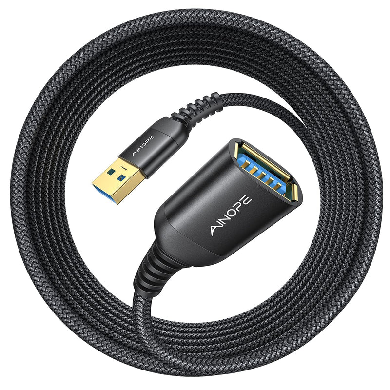 [Australia - AusPower] - USB Extension Cable 20FT USB 3.0 Male to Female USB Extension Cord AINOPE High Data Transfer Compatible with Webcam,Gamepad, USB Keyboard, Flash Drive, Hard Drive, Printer-Black Black 