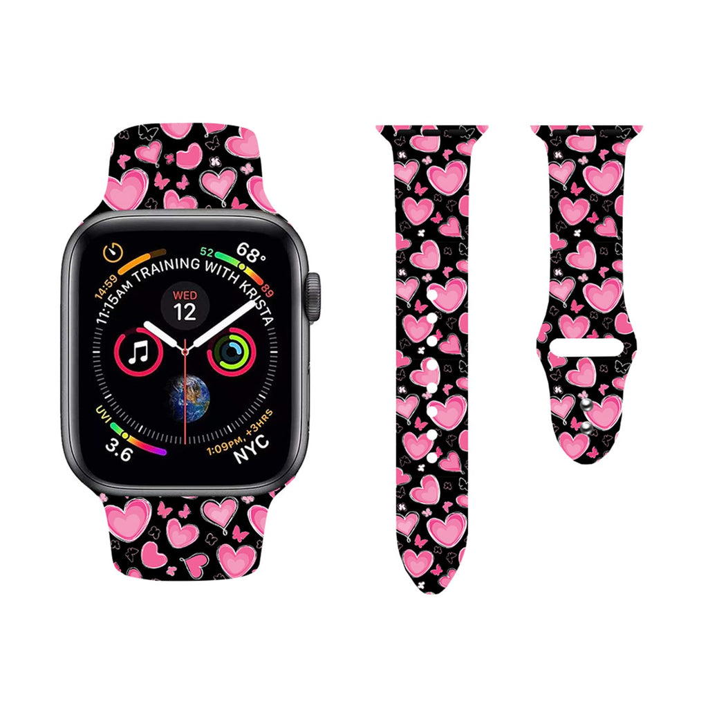 [Australia - AusPower] - Valentine's Day PatternWatch Band Compatible with Apple Watch 38mm 40mm 42mm 44mm Adjustable Wristbands Silicone Smartwatch Replaceable Strap for IWatch Series 7 6 5 4 3 2 1 style 2 38mm/40mm 