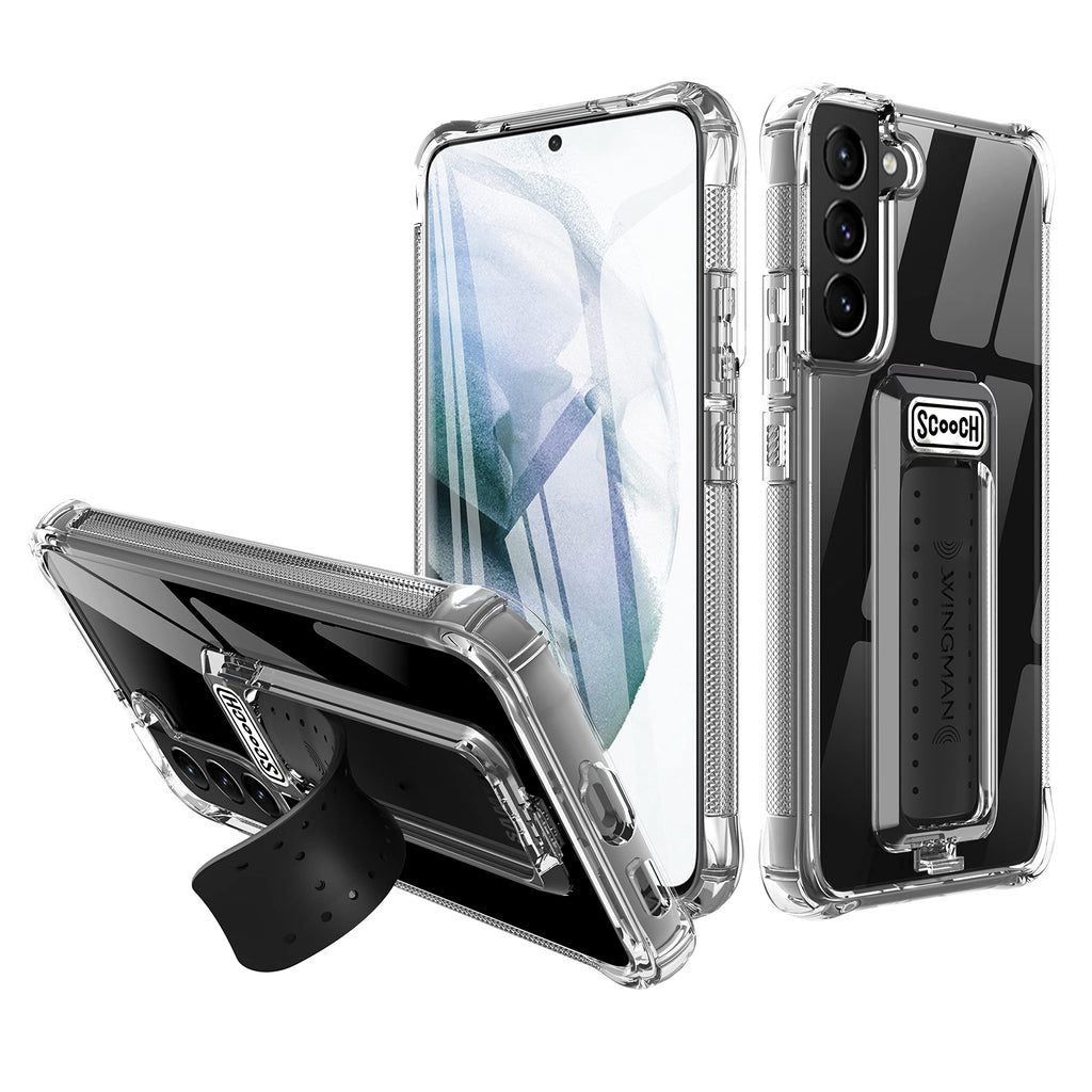 [Australia - AusPower] - Scooch Wingman Case with Pop Out Car Mount, Grip, and Kickstand for Samsung Galaxy S22+ Plus Case [10 ft Drop Protection] Slim Phone Cover, Compatible with Magnetic Phone Mounts (2022) (Clear) Case Only 