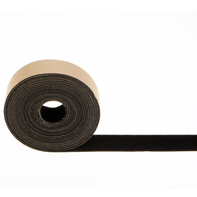 [Australia - AusPower] - Mesheshe 1 in x 16ft Self Adhesive Polyester Felt Tape, Thick Velvet Self-Stick Felt Strip, Flocking Felt Tape Roll for DIY, Projector Screen Felt Tape Border Absorbs Light, Brightens Image (Black) Black 