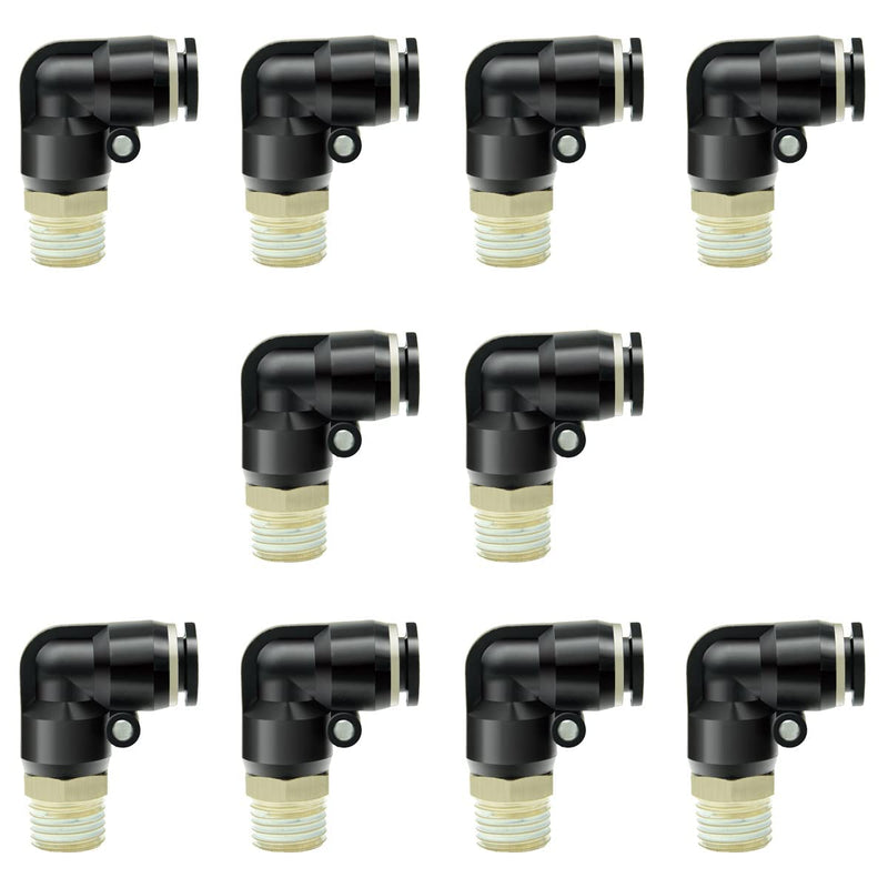 [Australia - AusPower] - Beduan Male Elbow 1/4" Tube OD x 1/8" NPT Male Push to Connect Fitting Pneumatic Air Fitting Thread Adapter (Pack of 10) 1/4"OD-1/8"NPT 