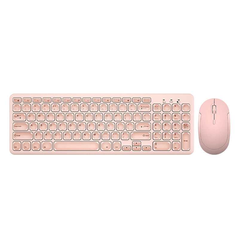 [Australia - AusPower] - Wireless Keyboard and Mouse Combo,JieruiDeng 2.4Ghz USB Cordless Slim Silent Keyboard and Mouse Kit Home Office Game Use for Computer,Laptop,PC Desktops,Mac (Pink) Pink 
