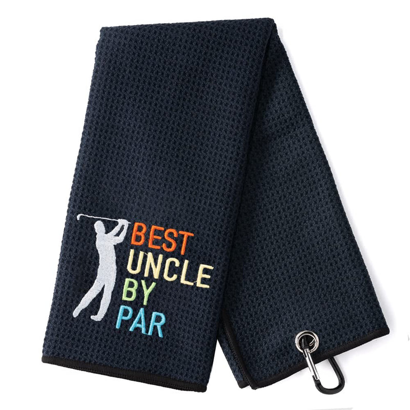 [Australia - AusPower] - DYJYBMY Best Uncle by Par Golf Towel, Embroidered Golf Towels for Golf Bags with Clip, Golf Gifts for Men Women, Birthday Gifts for Golf Fan, Retirement Gifts 