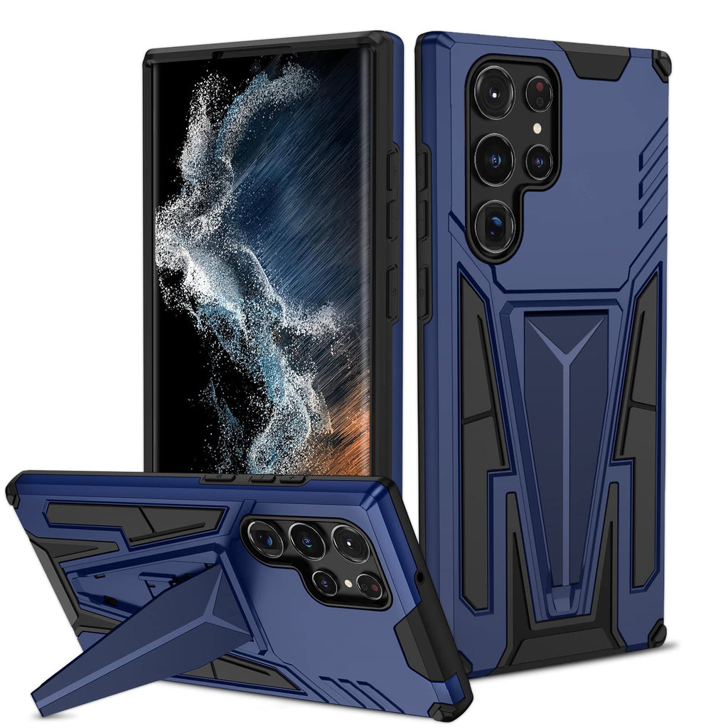 [Australia - AusPower] - Caka for Samsung Galaxy S22 Ultra Case, Galaxy S22 Ultra Case with Screen Protector Kickstand, Heavy Duty Protective Phone Case with Magnetic Stand for Samsung Galaxy S22 Ultra 5G 6.8"(Blue) Blue 