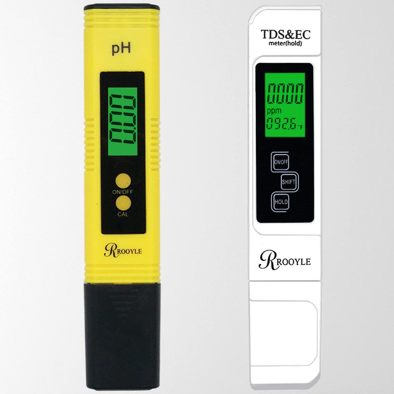 [Australia - AusPower] - ROOYLE PH Meter and TDS Meter Combo. Digital PH Meter and TDS Meter with ±0.01 pH and ±2% Accuracy for Water Quality, Blacklight. Yellow+White 