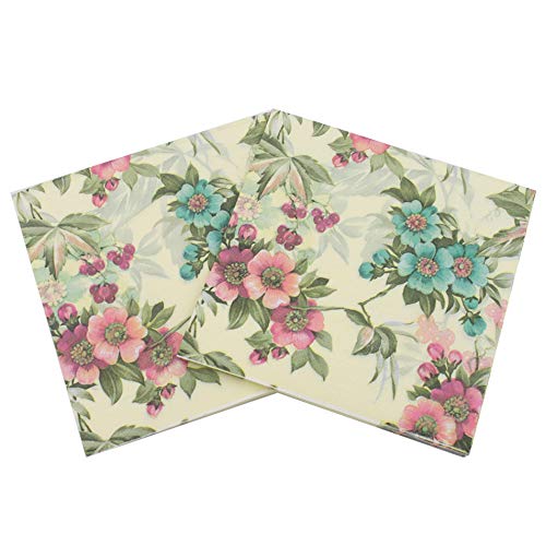 [Australia - AusPower] - Disposable Napkins Disposable Dinner Paper Party Napkins Printed Tissue for Party Vintage Floral Paper Napkins for Thanksgiving 13*13 inches Pack of 20 Flowers 