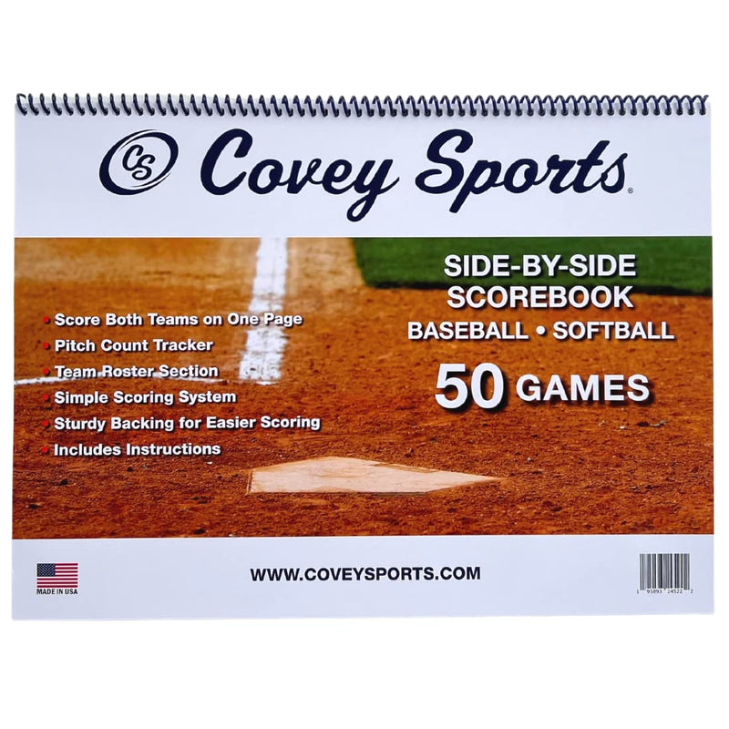 Covey Baseball Softball Scorebook Side by Side Format (50 Games) Score Keeping Book with