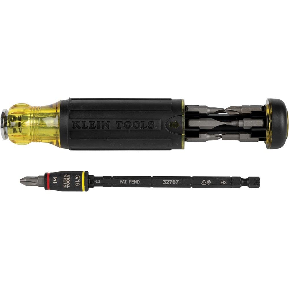 [Australia - AusPower] - Screwdriver, 14-in-1 Adjustable Screwdriver with Flip Socket, HVAC Nut Drivers and Bits, Impact Rated Klein Tools 32304 