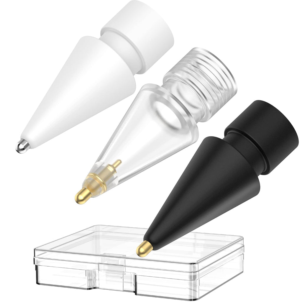 [Australia - AusPower] - Delidigi 3 Pack Compatible with Apple Pencil Tips, No Wear Out Fine Point Precise Control Pen Like Nibs for Apple Pencil 1st Gen and 2nd Generation (Clear+Black+White) Clear Black White 