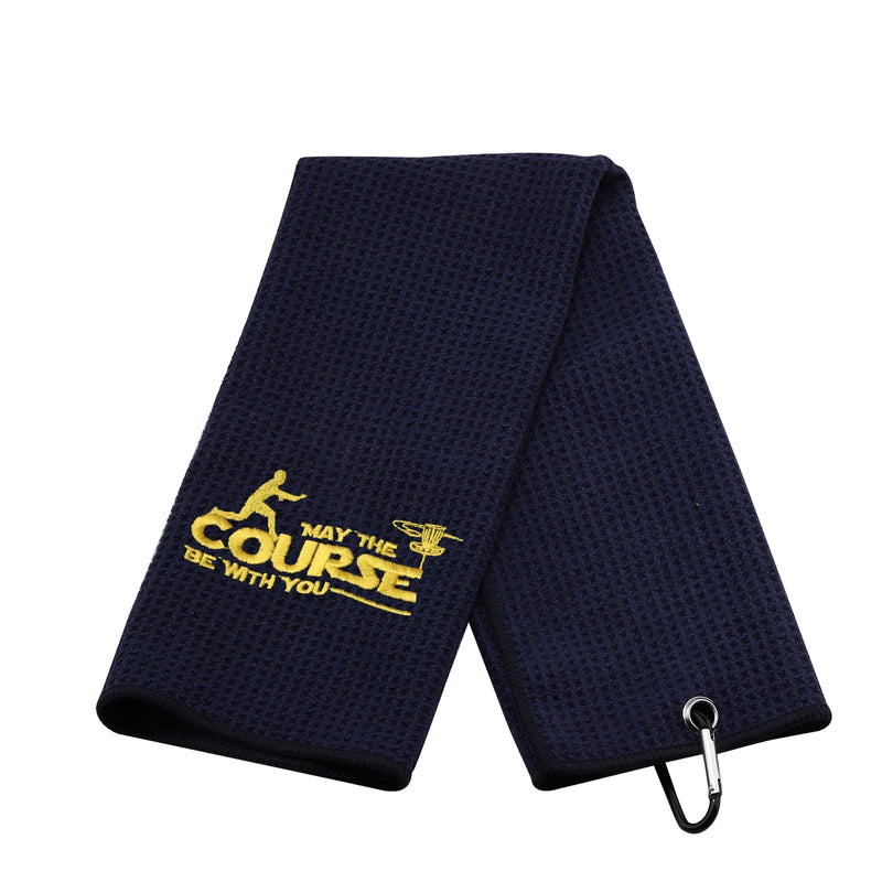 [Australia - AusPower] - ZJXHPO Disc Golf Towel May The Course Be with You Embroidered Golf Towel Gift Disc Golf Lover Towel with Clip (May Course) May Course 