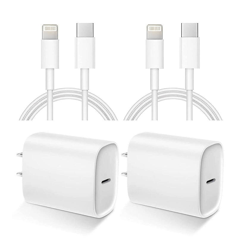 [Australia - AusPower] - [Apple MFi Certified] Original iPhone Fast Charger,2 Pack USB C Wall Charger Block 20W PD Adapter with 6FT Type C to Lightning Fast Charging Data Sync Cord for iPhone 13 12 11 Pro Max Mini Xs Xr X 8 Lightning-6Ft 