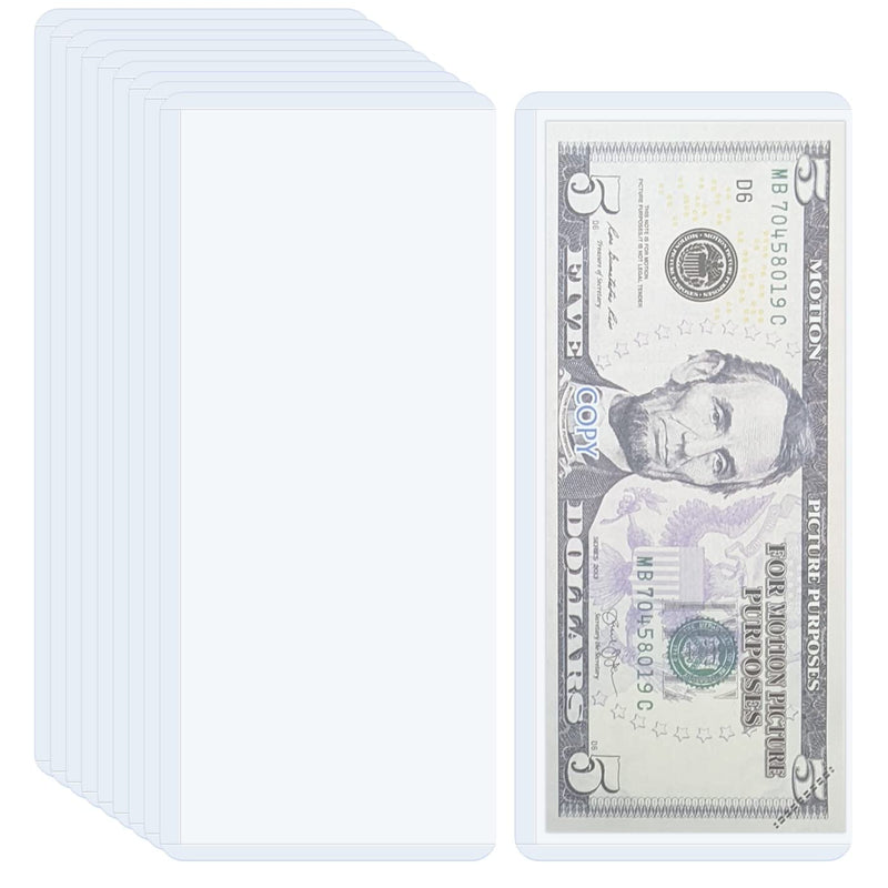 [Australia - AusPower] - 10 Pack Bill Clear Holder Paper Currency Coin PVC Collecting Holders Transparent Bill Sleeves 6.9 x 2.95 Inch for Regular Bill Currency Paper Storage Collection Protector 10 