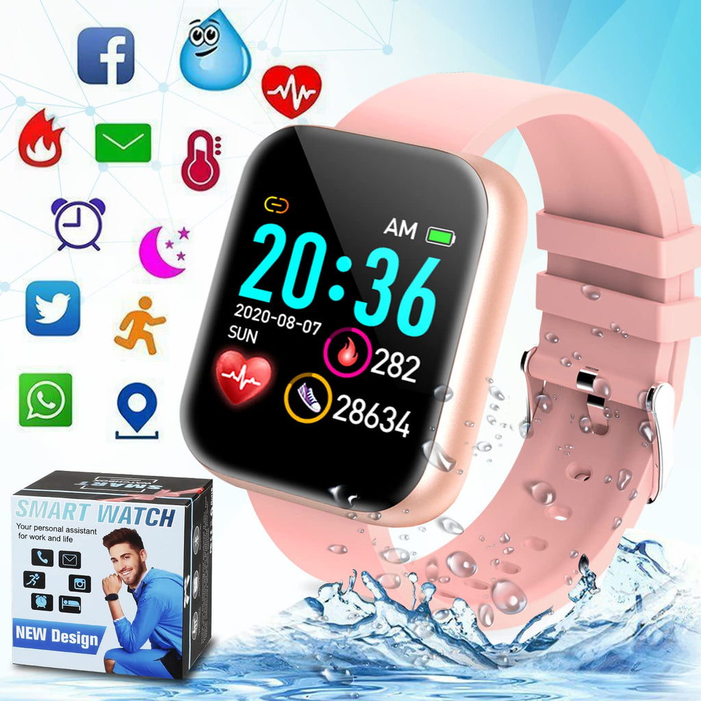 [Australia - AusPower] - Smart Watch,Ip67 Waterproof Bluetooth Smartwatch for Android Phones,Sport Fitness Watch with Blood Pressure Oxygen Heart Rate Monitor Activity Tracker Compatiable for Android iOS Women Men Pink 2022 Upgrade Smart Watch pink 