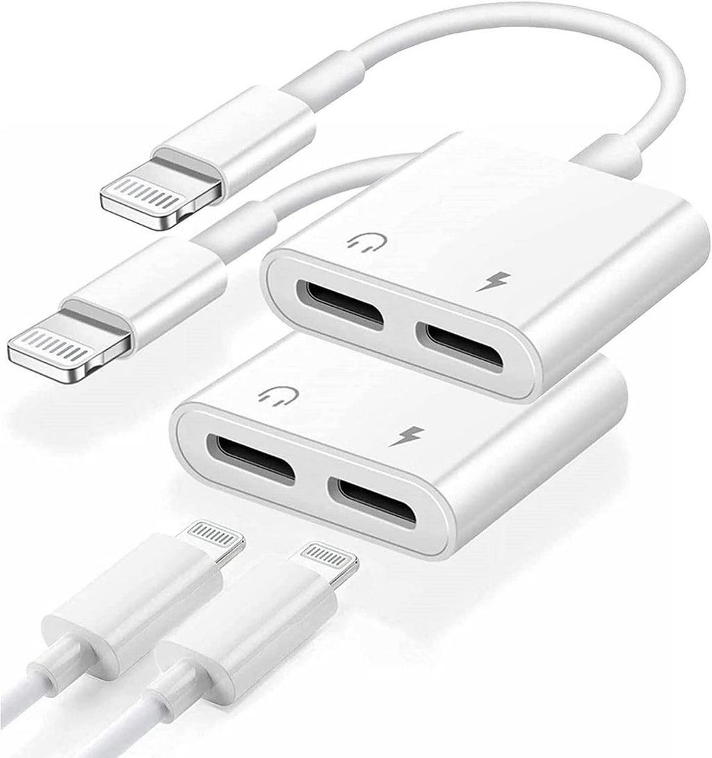 [Australia - AusPower] - iPhone Splitter Audio and Charge Adapter [Apple MFi Certified] Dual Lightning Adapter 2 in 1 Lightning Aux Audio Adapter + Charger Cable Splitter for iPhone 13/13 Pro/12/11/11 Pro/SE/X XR XS 8 7,iPad 
