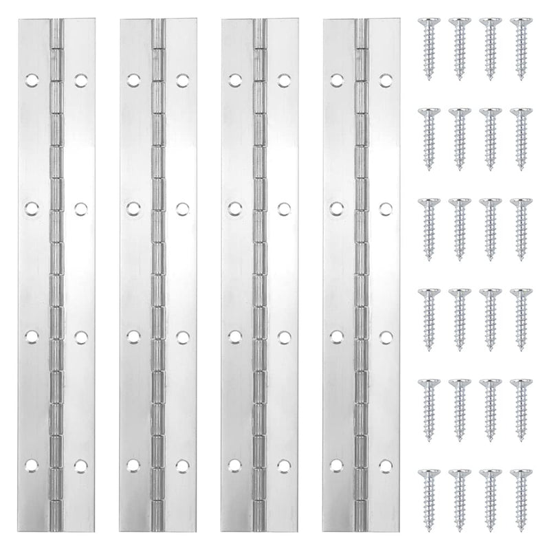 [Australia - AusPower] - 4Pack 8inch Sliver Piano Hinges for Cabinet Hinges, Continuous Hinges Heavy Duty Stainless Steel 304 Long Hinges(8*1.2Inch) 
