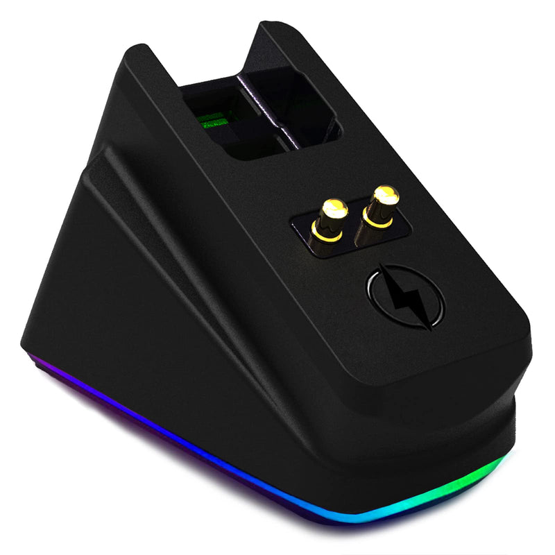 [Australia - AusPower] - Mouse Charging Dock for Razer Wireless Mouse Viper Ultimate Naga pro DeathAdder V2 Pro and Basilisk Ultimate Magnetic Charging RGB Lights Status Indicator Gecko Feet (RGB) 