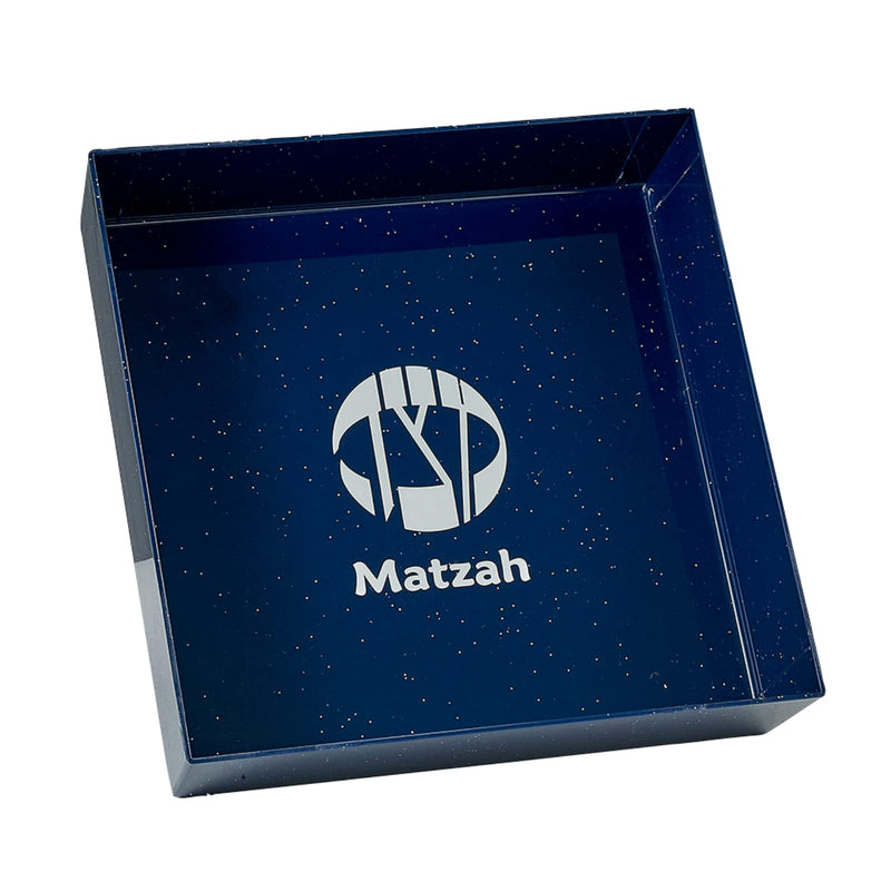 [Australia - AusPower] - Rite Lite Square Navy Matzah Tray with Silver Glitter - Matzah Tray, Blue Matzah Tray, Passover Navy Matzah Tray, Matzah Holder, Passover Gifts, 