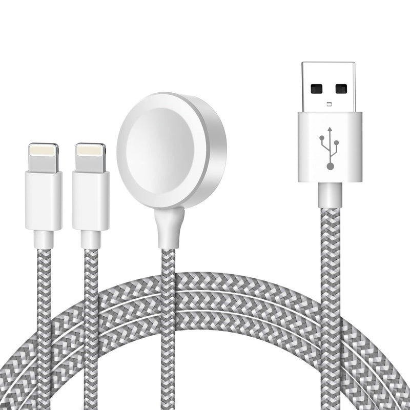 [Australia - AusPower] - 3 in 1 Charger Cable Compatible with Apple Watch iPhone iPad and Airpods,Wireless iWatch Charger Portable Charging Cord Stand for Apple Watch 6/5/4/3/2/1 SE&Phone 13/12/11/Pro/Max/XS/X&Airpods 