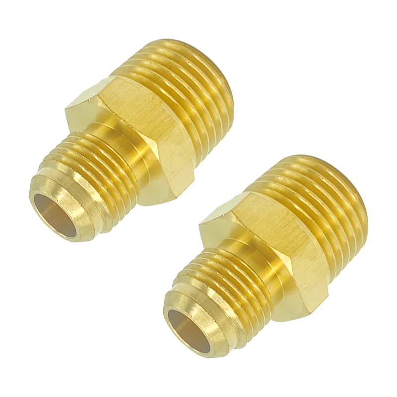 [Australia - AusPower] - SUNGATOR Flare Half-Union, Brass Tube Pipe Fitting, 3/8 Flare to 1/2 NPT Male (2PCS) 