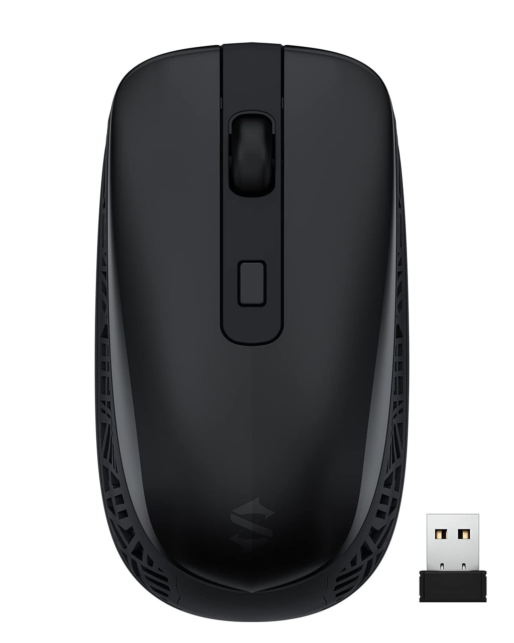 [Australia - AusPower] - Black Shark Wireless Mouse Silent, 3 Adjustable DPI,95% Noise Reduce Quiet Click Mouse for Computer Laptop Mac Office 2.4 GHz Reliable Connection Type C Rechargeable Ergonomic Cordless USB Mouse 