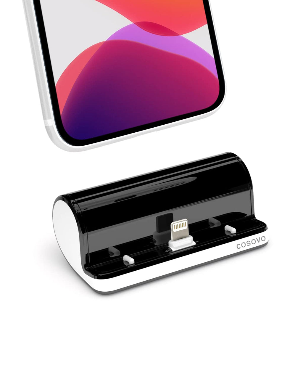 [Australia - AusPower] - COSOVO Portable Charger for iPhone 4800mAh, iPhone Stand Charger (Direct Charging by Lightning Connector with no Cable), Power Bank Compatible with iPhone and ipad black-white 
