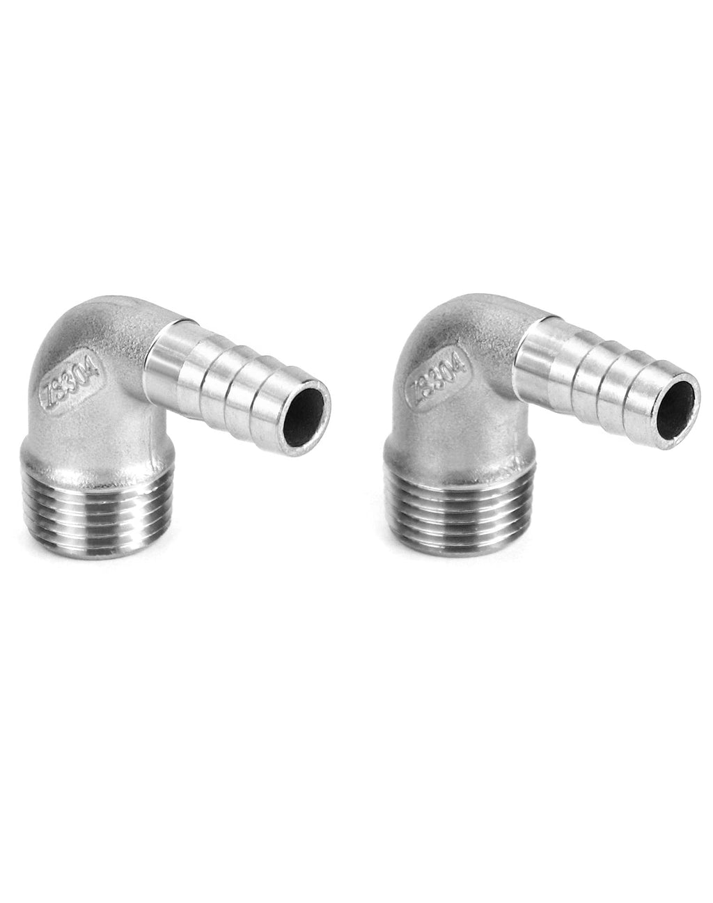 [Australia - AusPower] - QWORK 90 Degree Barb Fitting, 1/2" Hose Barb x 1/2" Male NPT 2 Pack Stainless Steel Elbow Fitting 