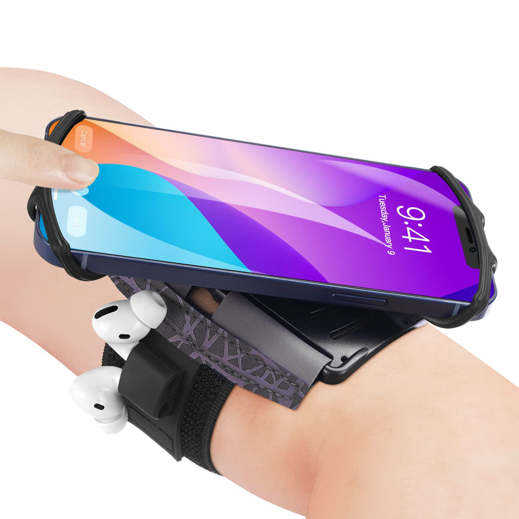 [Australia - AusPower] - Reflective Armband Cell Phone Holder - Aussumy Universal 360° Rotation Forearm Arm Band for iPhone 13 12 Pro Max Plus Mini Samsung Galaxy S21 S20 Google Moto LG - for Running Walking Exercise Sport Reflective Black 