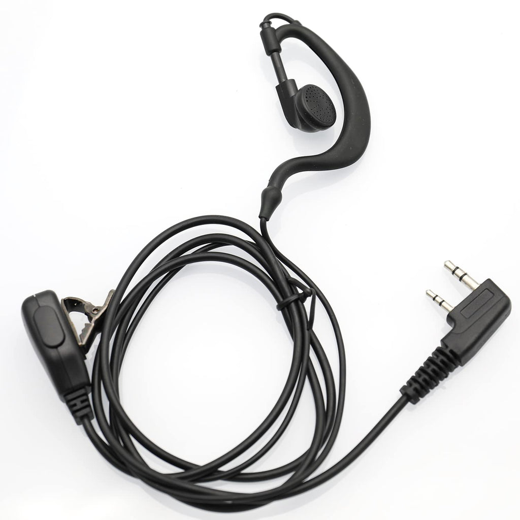 [Australia - AusPower] - G Shape Clip-Ear Headset Earpiece with PTT is Compatible with Kenwood Puxing QUANSHENG TYT Radios Walkie Talkie 2-pin 