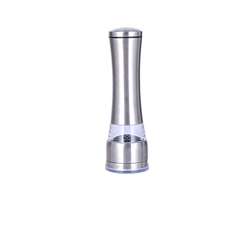 [Australia - AusPower] - Pepper Grinder or Salt Grinder, Best Spice Mill with Ceramic Blades, Adjustable Coarseness, Brushed Stainless Steel Cap, and Refillable Tall Glass Body ( 2.55*8.26 inch ) 