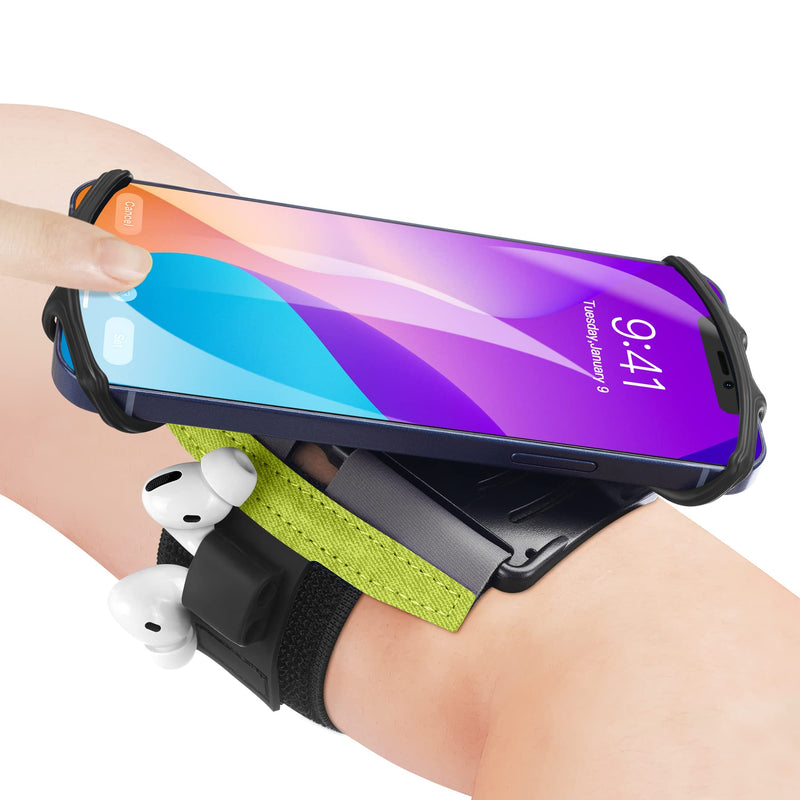 [Australia - AusPower] - Aussumy Phone Arm Bands for Running -with Key Pocket Adjustable Cell Armband Bag for iPhone 13 12 Pro Max Plus Mini Samsung Galaxy S21 S20 Moto Lenovo Huawei -for Sports Workout Hiking Riding Biking Green 