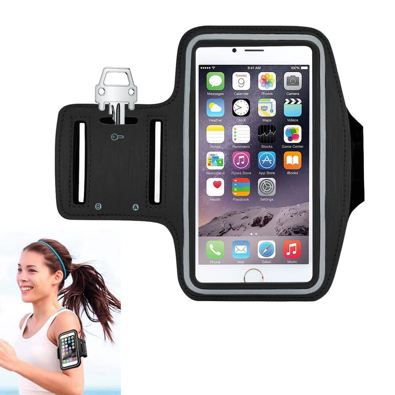 [Australia - AusPower] - Phone Arm Bands for Running Waterproof Sports Phone Armband with Card Slot & Key Pockets for 6.5 inch Phone(Black) 